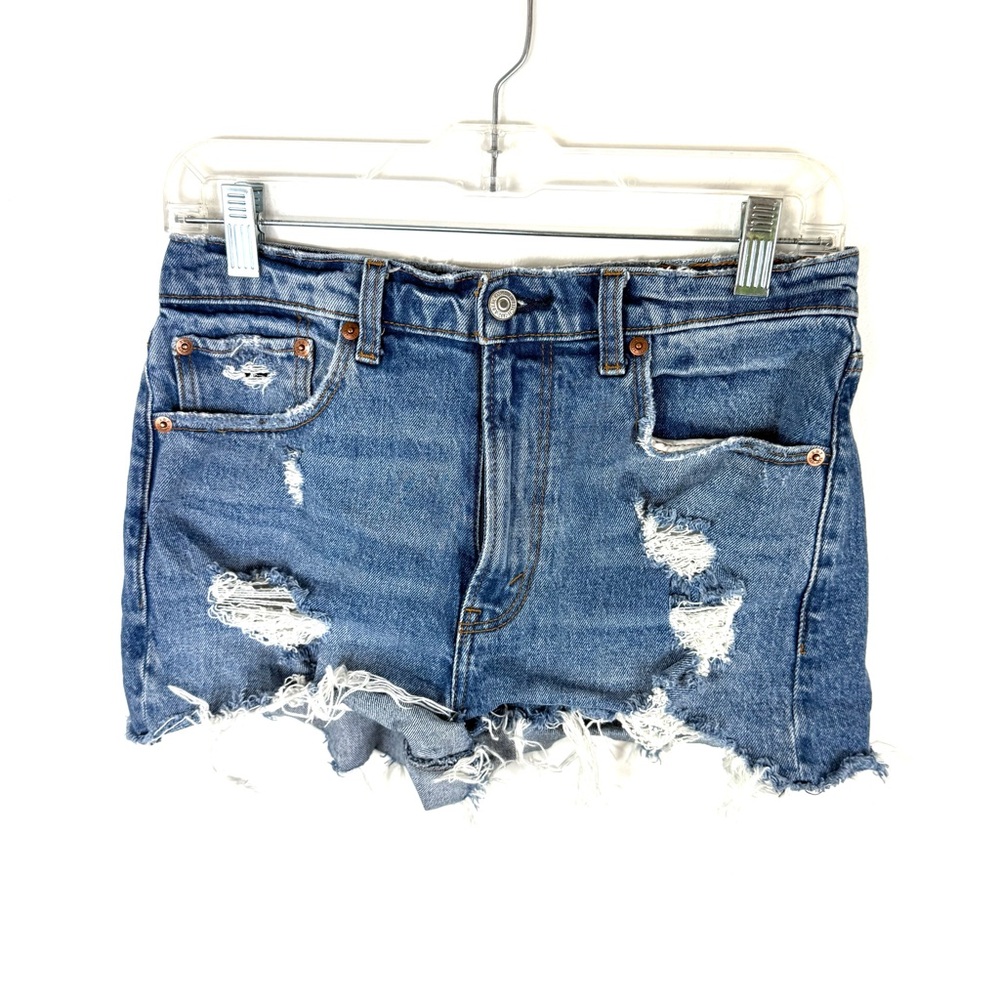 Abercrombie & Fitch The Mom Short High Rise Distressed Denim